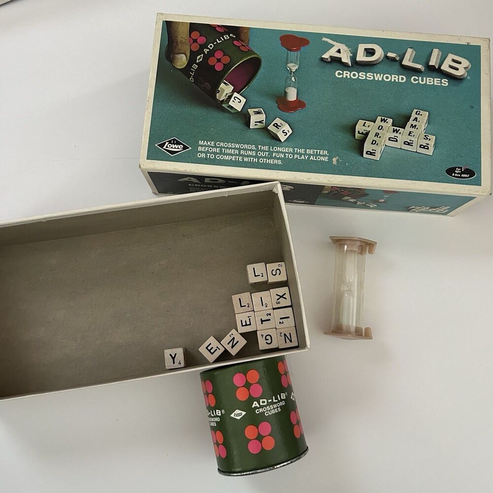 E.S. Lowe Boardgame Ad-Lib Crossword Cubes (1975 Ed) In Box 100% COMPLETE!!
